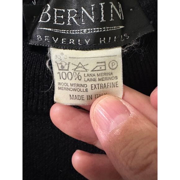 Bernini Extrafine Merino Wool Sweater Black Mock Neck Italy Men, Large - Picture 2 of 7